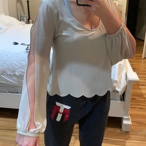 sheer cut out sleeve long sleeve